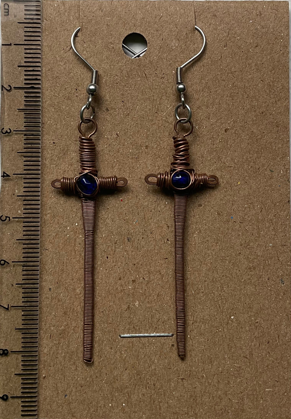 Wire wrapped sword earrings