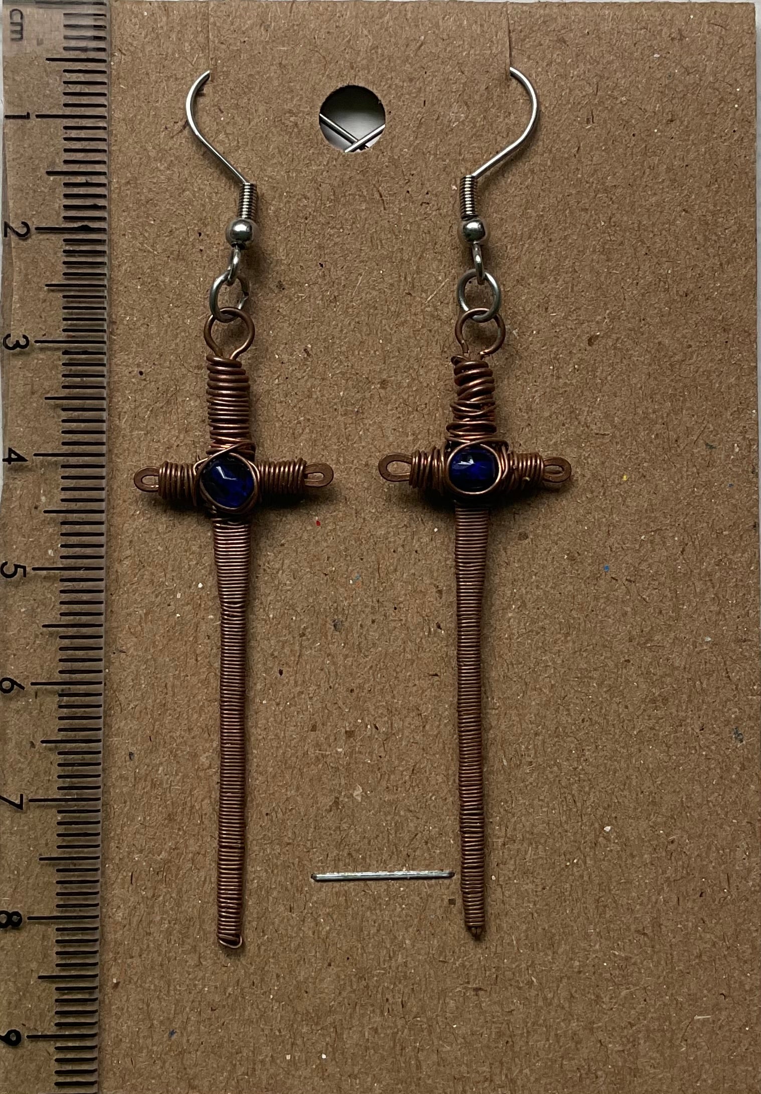 Wire wrapped sword earrings
