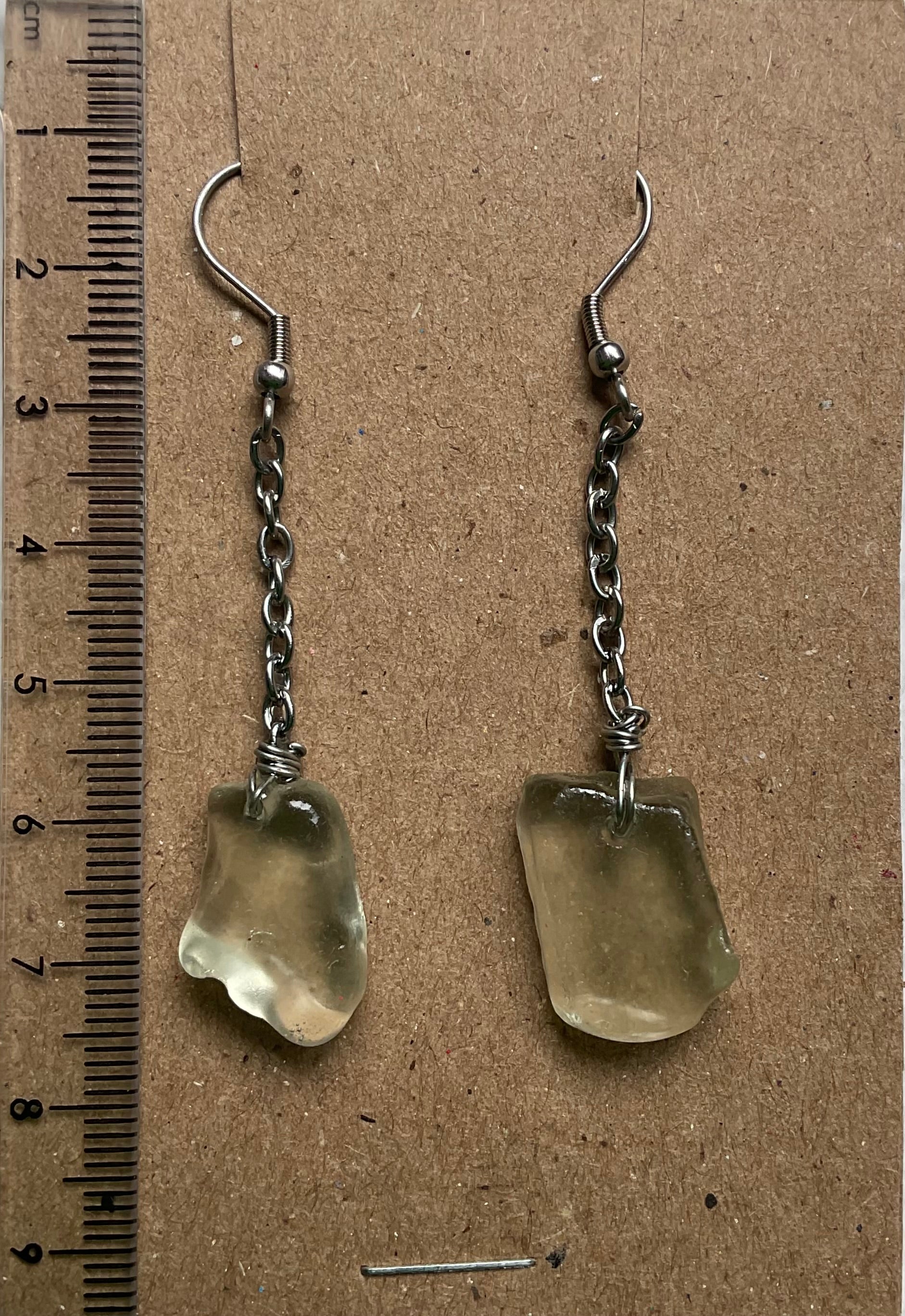 Handmade sea glass drop style earrings – Top End jewellery