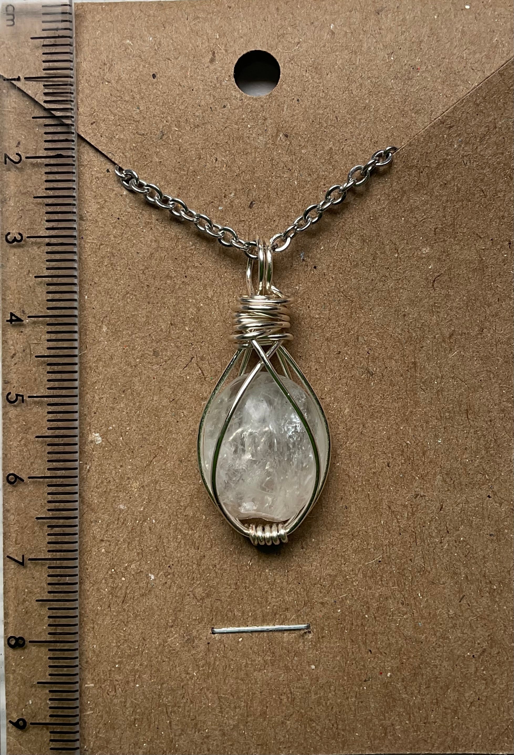 Handmade NT quartz wire wrapped pendant necklace