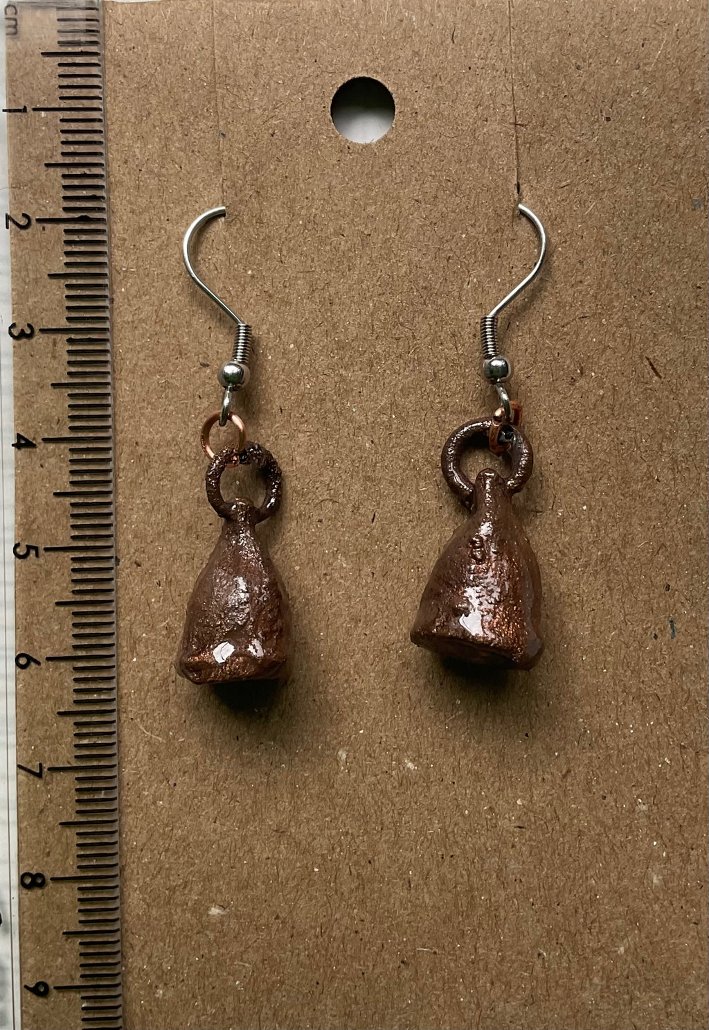 Handmade copper gumnut earrings from the Northern Territory