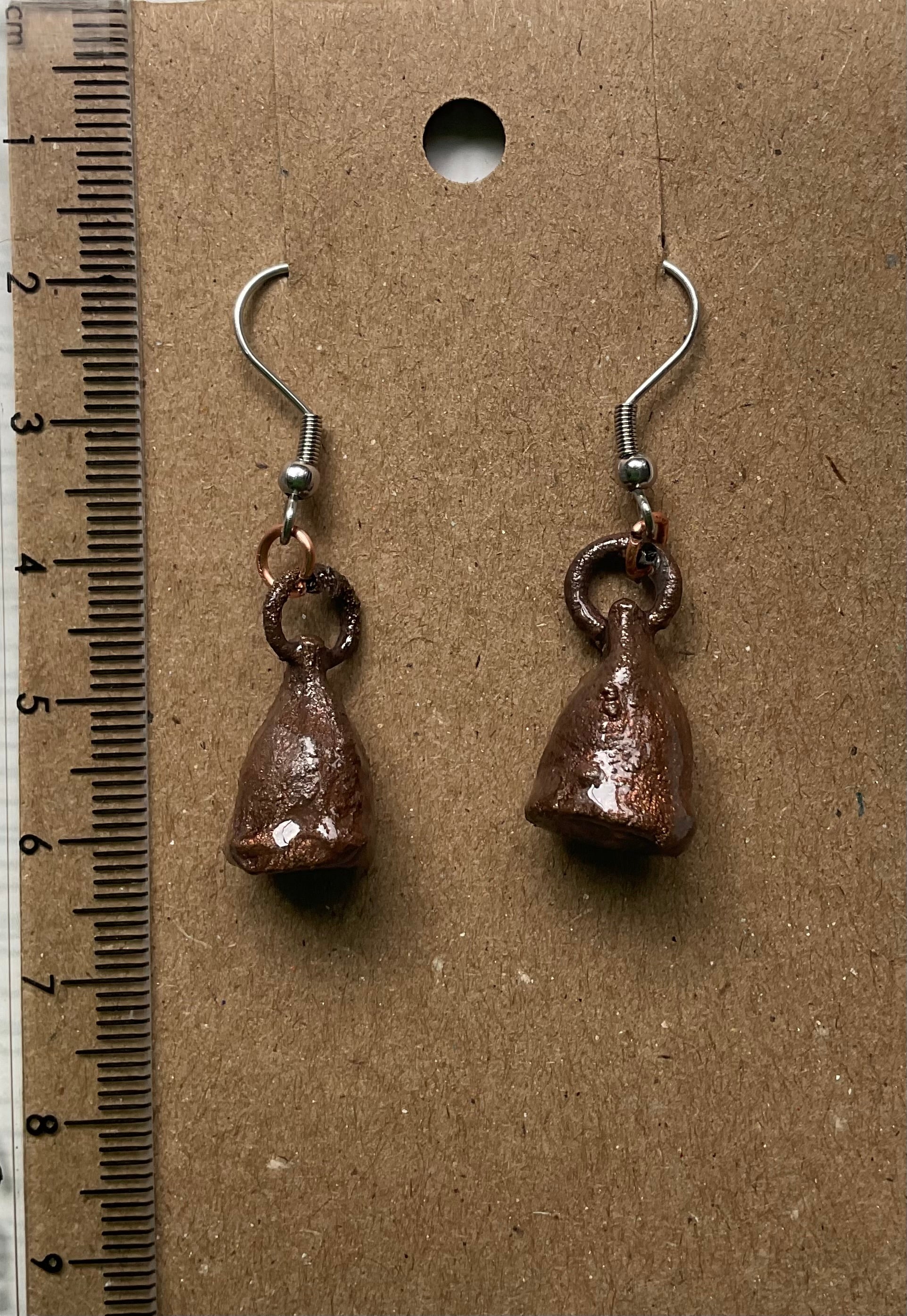 Handmade copper gumnut earrings from the Northern Territory