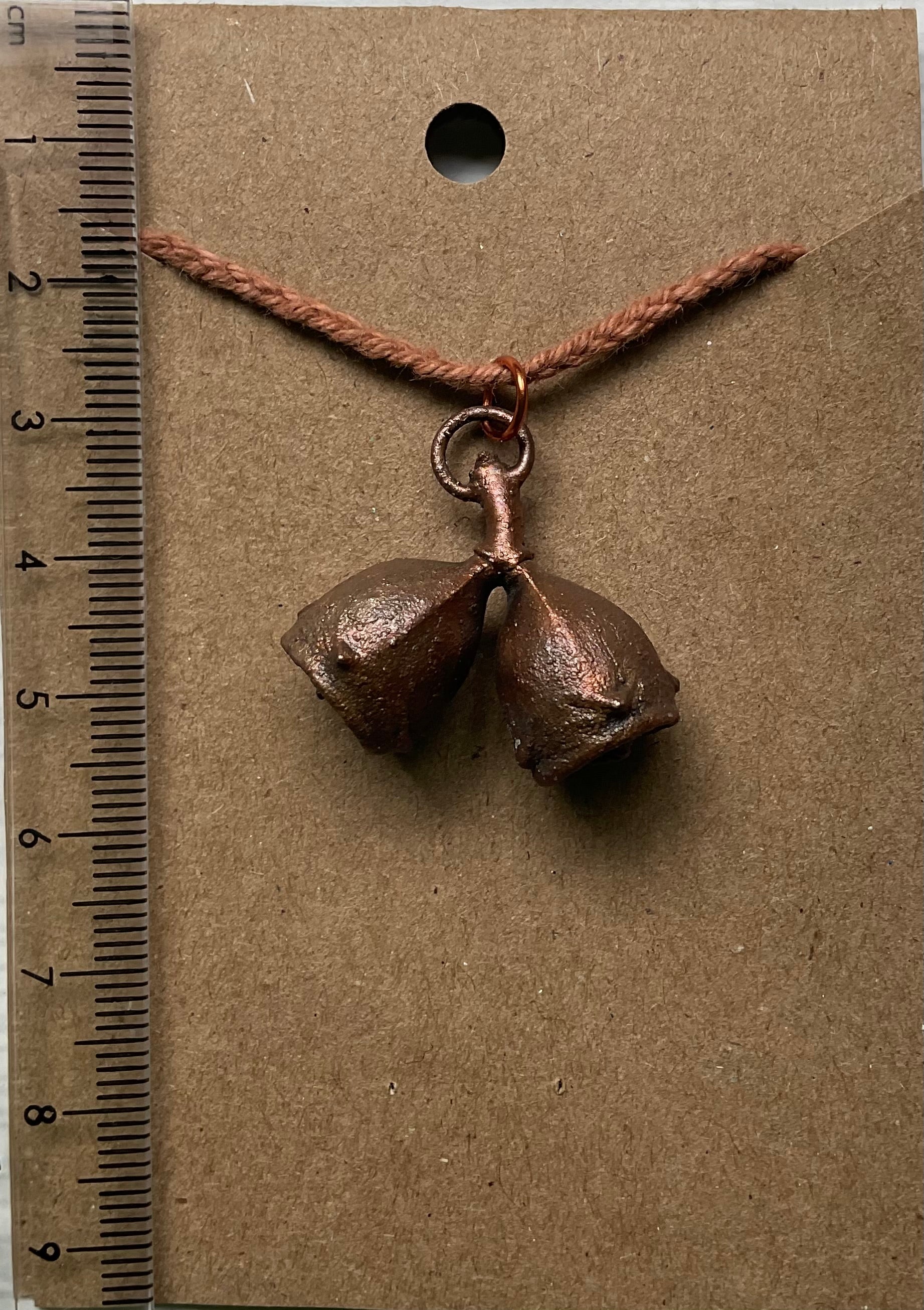 Handmade copper gumnuts pendant necklace from the Northern Territory