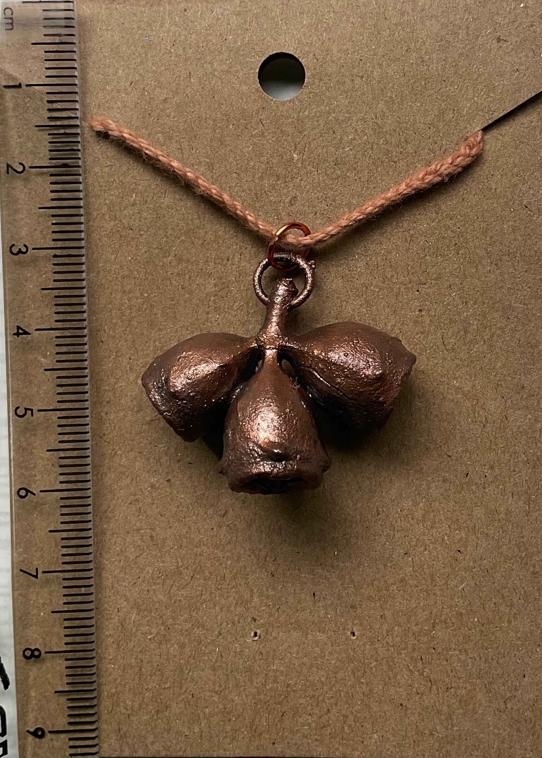 Handmade copper gumnut pendant necklace from the Northern Territory