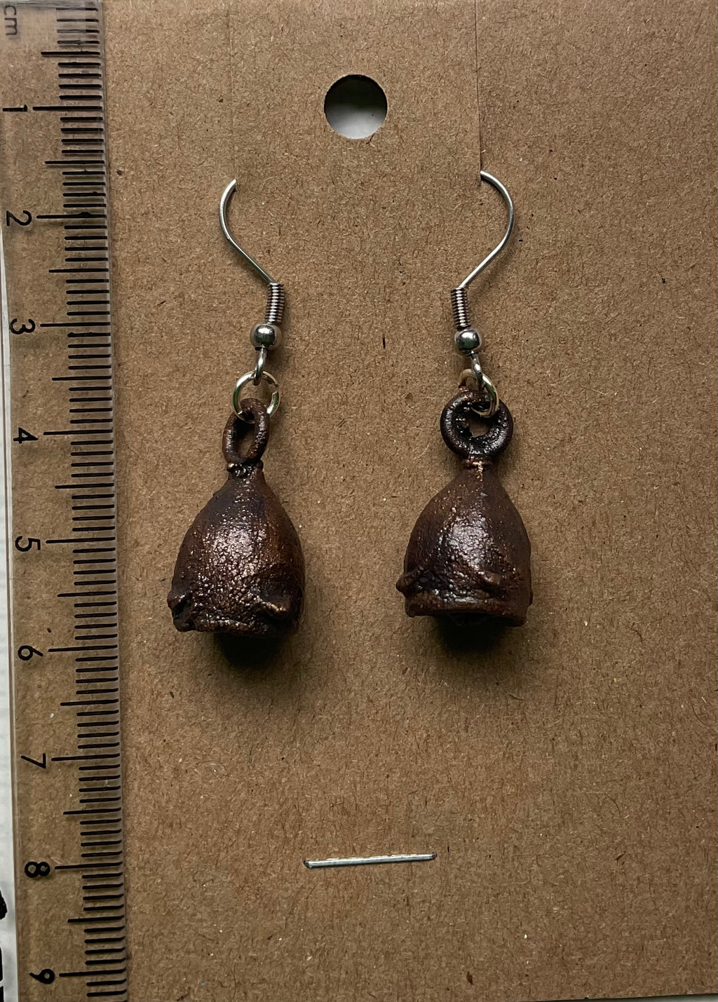 Handmade copper gumnut earrings from the Northern Territory