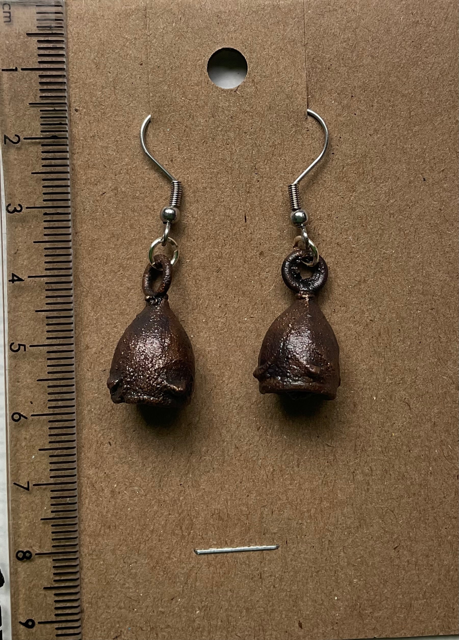 Handmade copper gumnut earrings from the Northern Territory