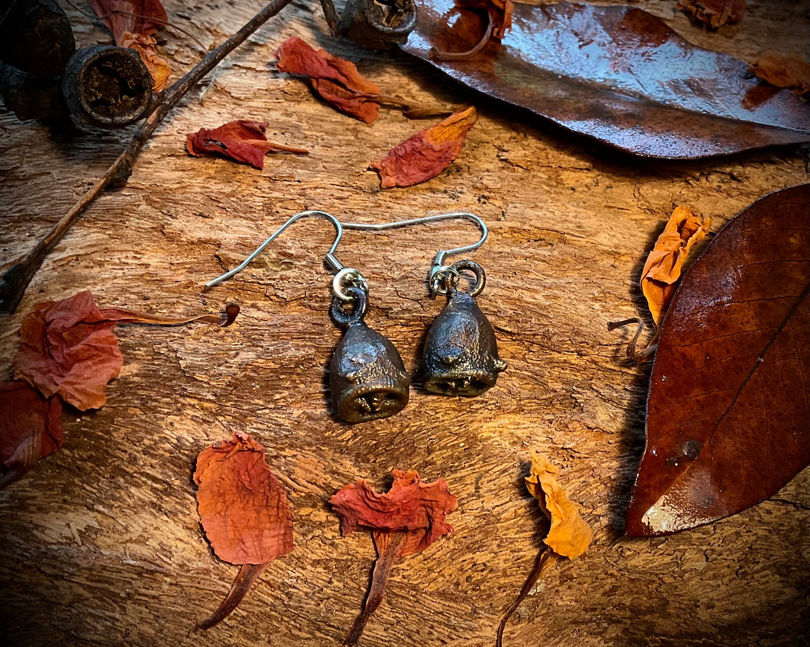 Handmade copper gumnut earrings from the Northern Territory