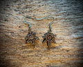 Copper spiral leaf earrings