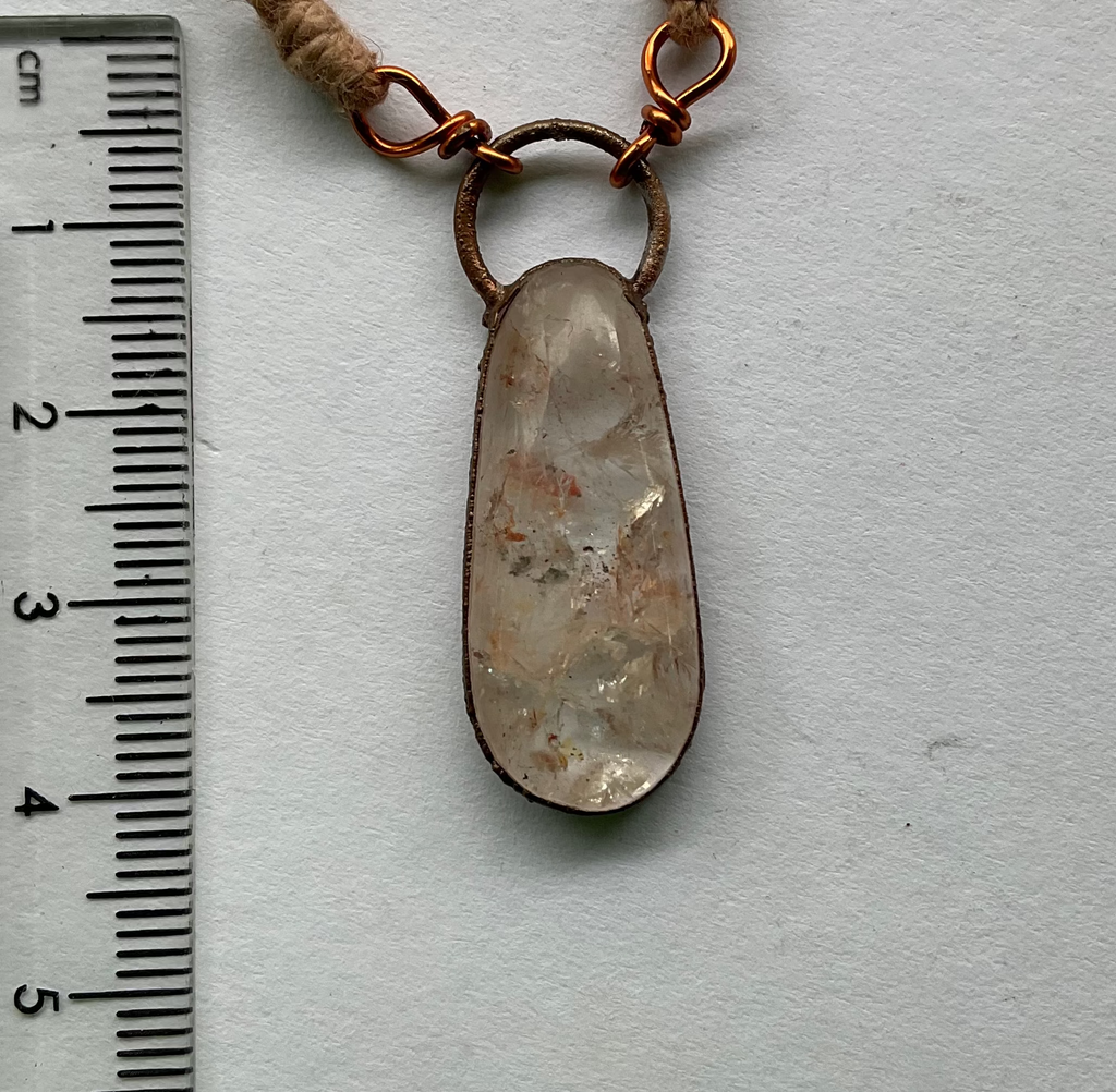 Handmade NT quartz copper drop pendant necklace