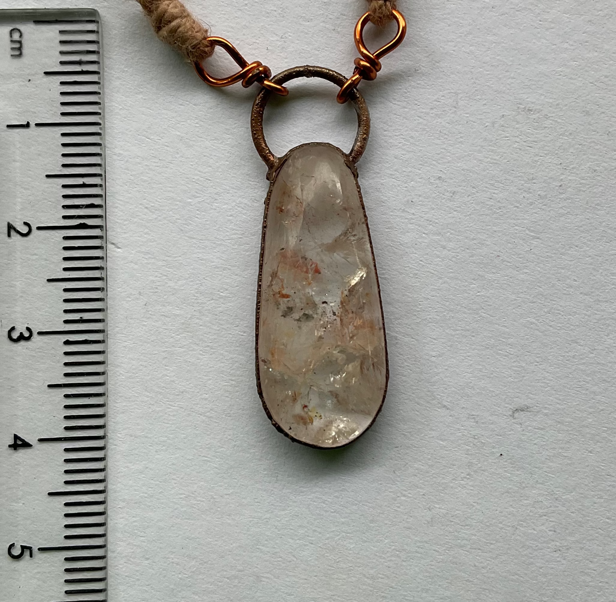 Handmade NT quartz copper drop pendant necklace