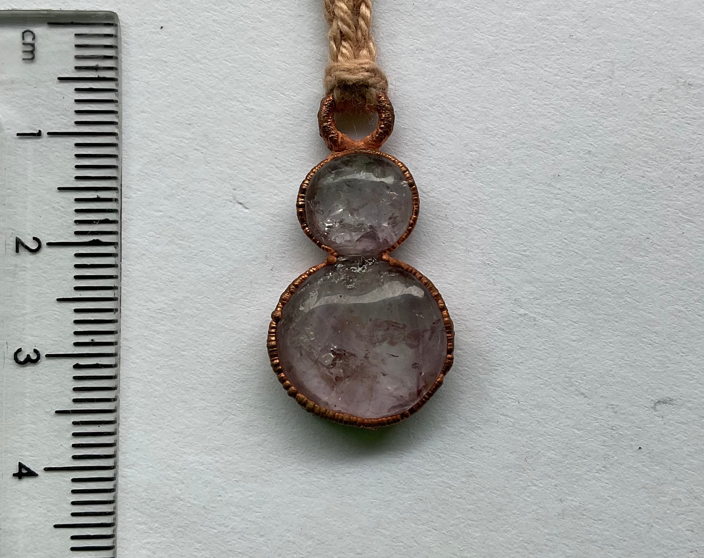 Handmade NT amethyst stack copper pendant necklace