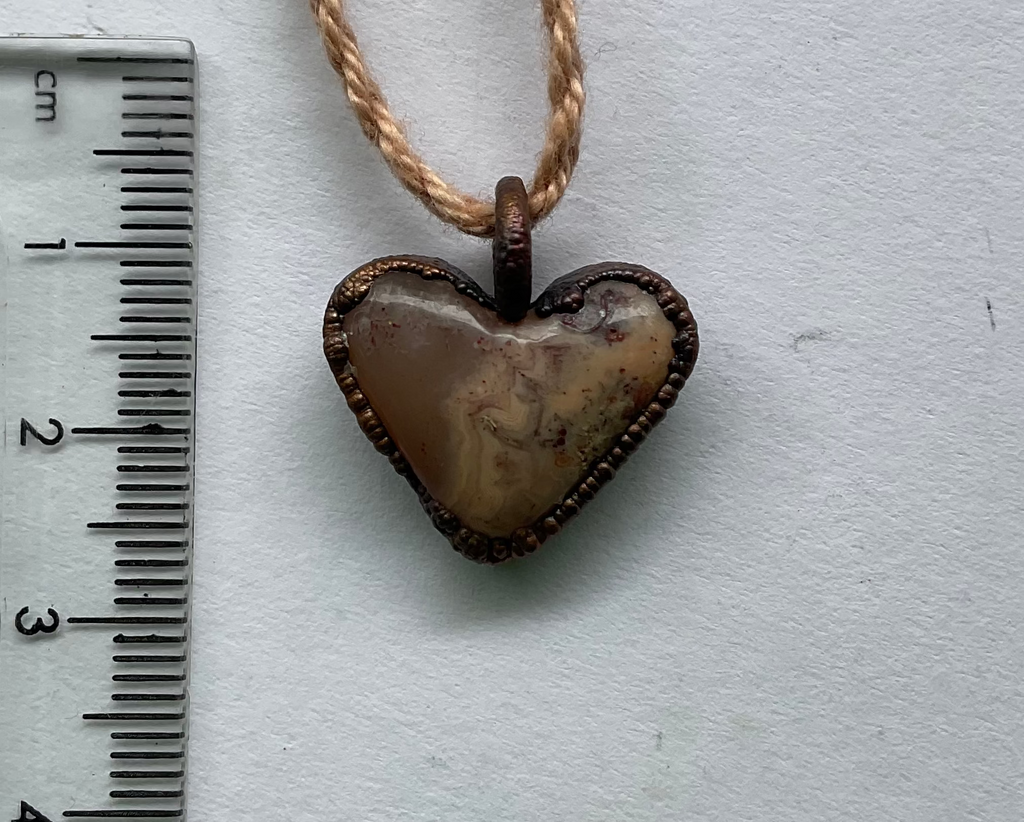 Handmade Australian agate heart copper pendant necklace