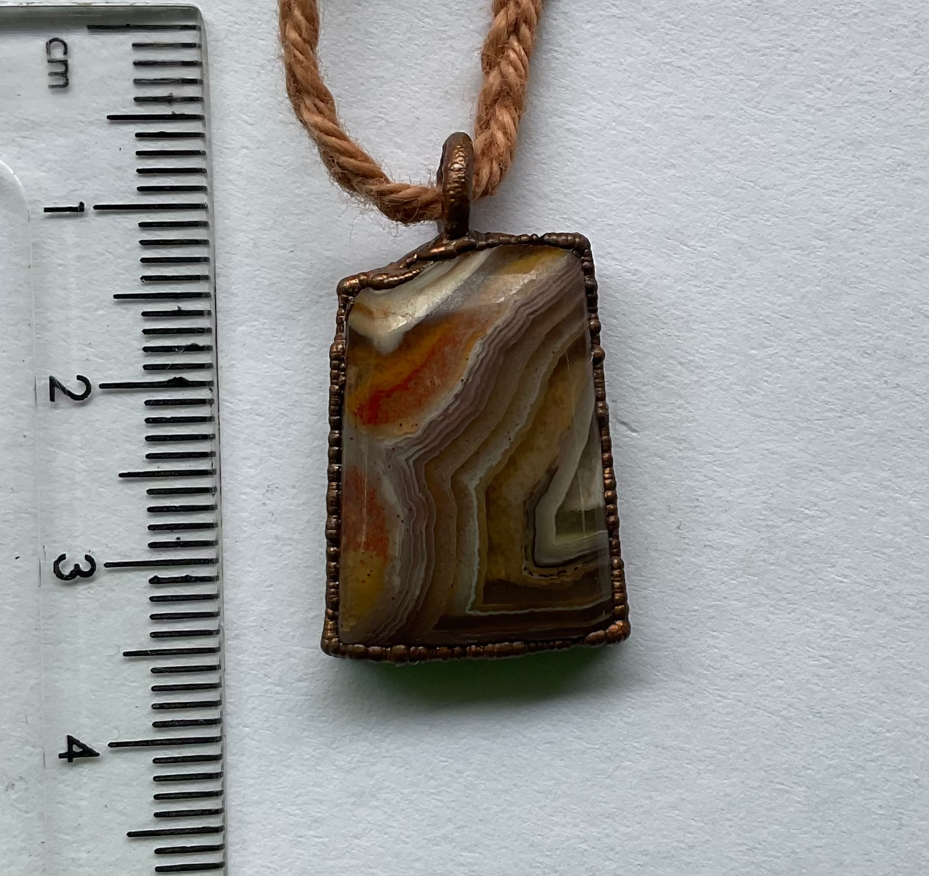 Handmade Australian agate copper pendant necklace