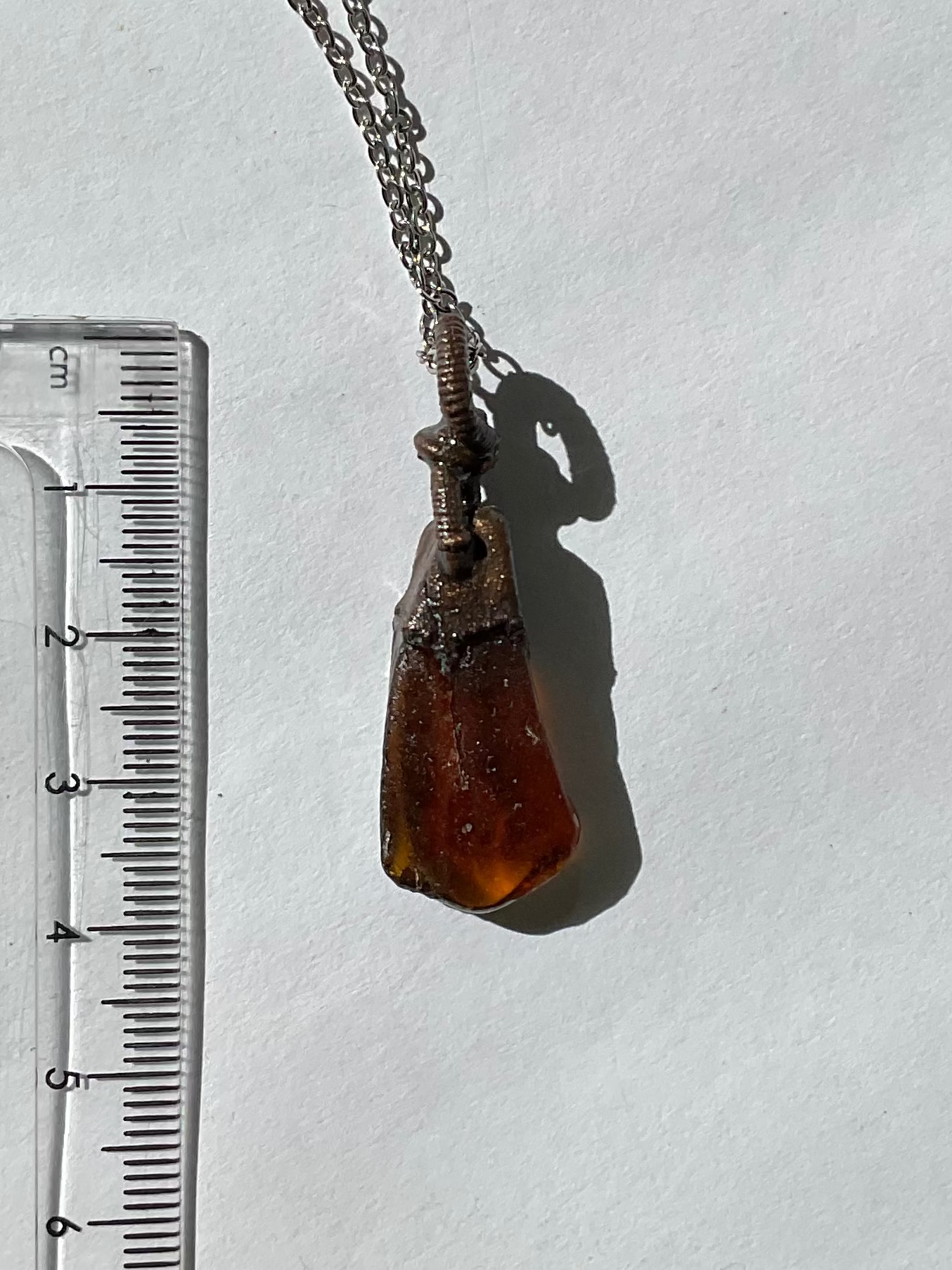 Handmade brown sea glass rope look copper pendant necklace – Top End jewellery
