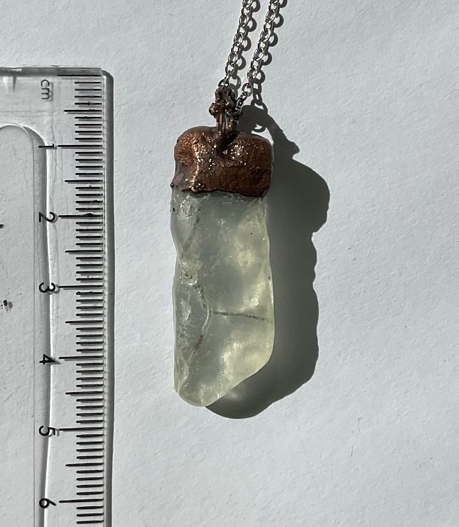 Handmade sea glass copper pendant necklace old school safety glass – Top End jewellery