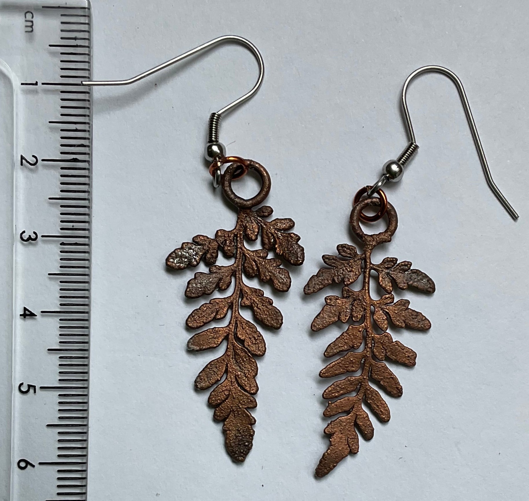 Handmade copper fern earrings from the Northern Territory