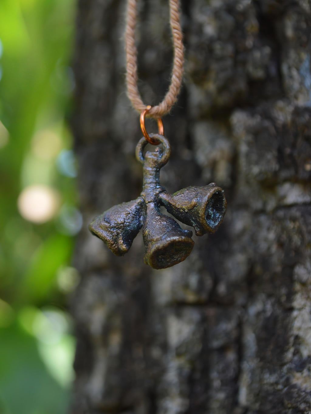 Handmade copper trio of gumnuts pendant necklace – NT jewellery