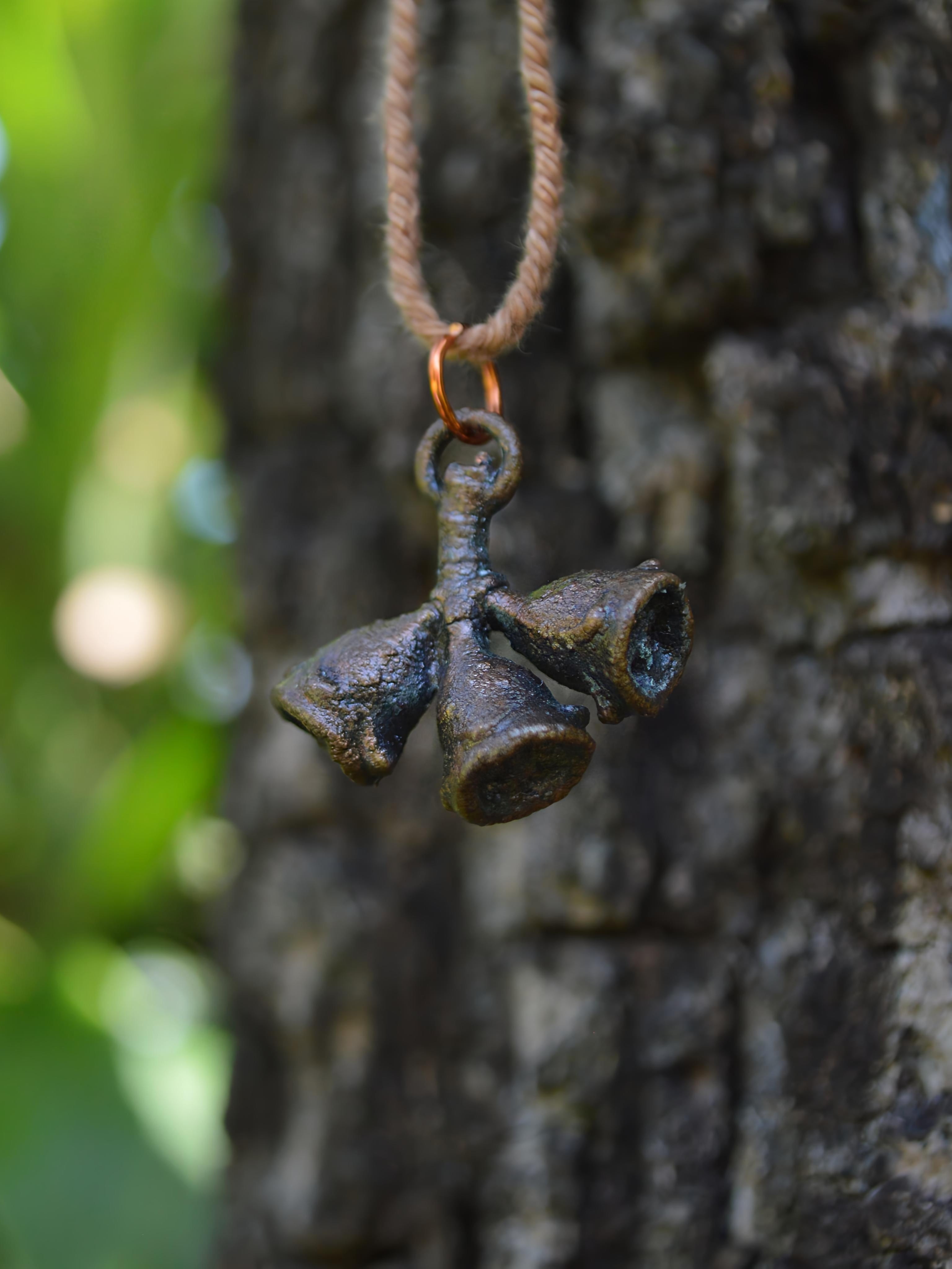 Handmade copper trio of gumnuts pendant necklace – NT jewellery