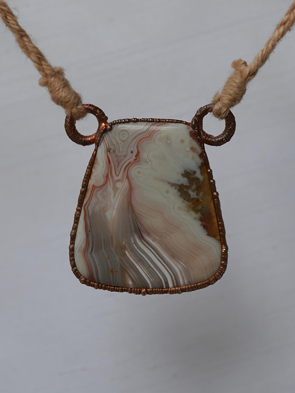 Handmade Australian agate copper pendant necklace