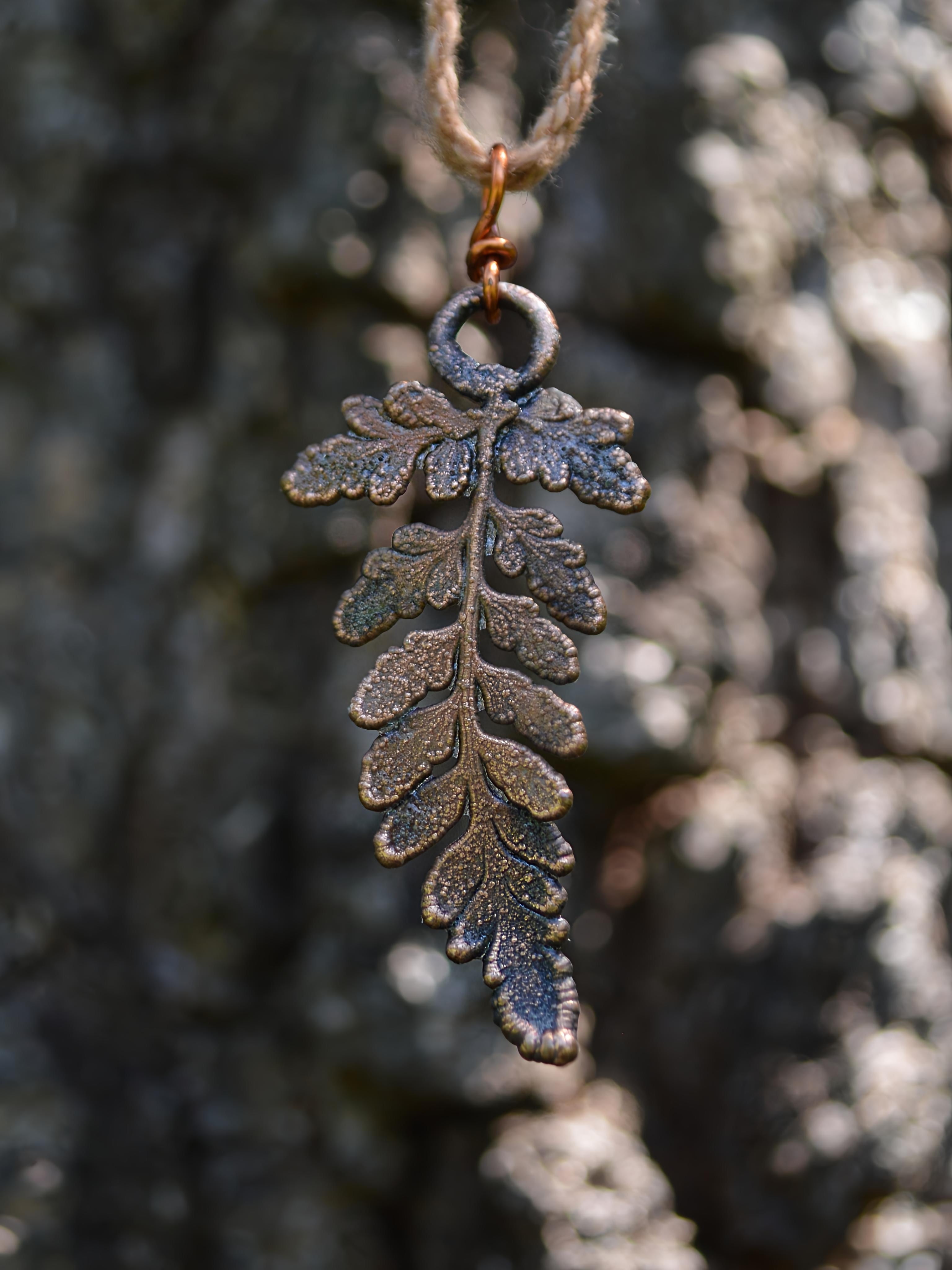 Handmade copper fern pendant necklace (small) – NT jewellery