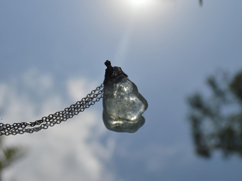 Handmade sea glass copper pendant necklace – Top End jewellery