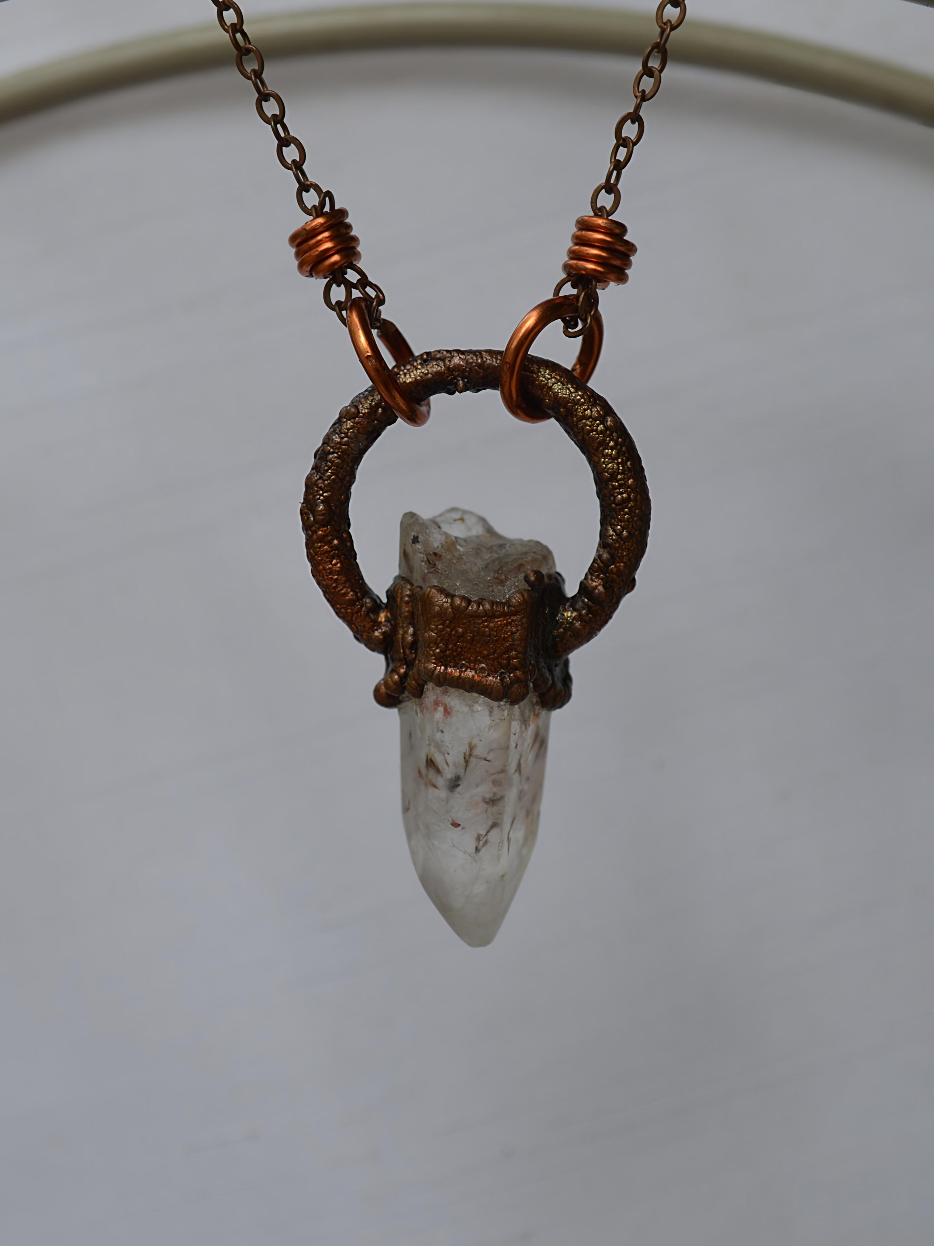 Handmade Australian quartz point copper pendant necklace