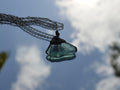 Handmade bright blue sea glass copper pendant necklace – Top End jewellery