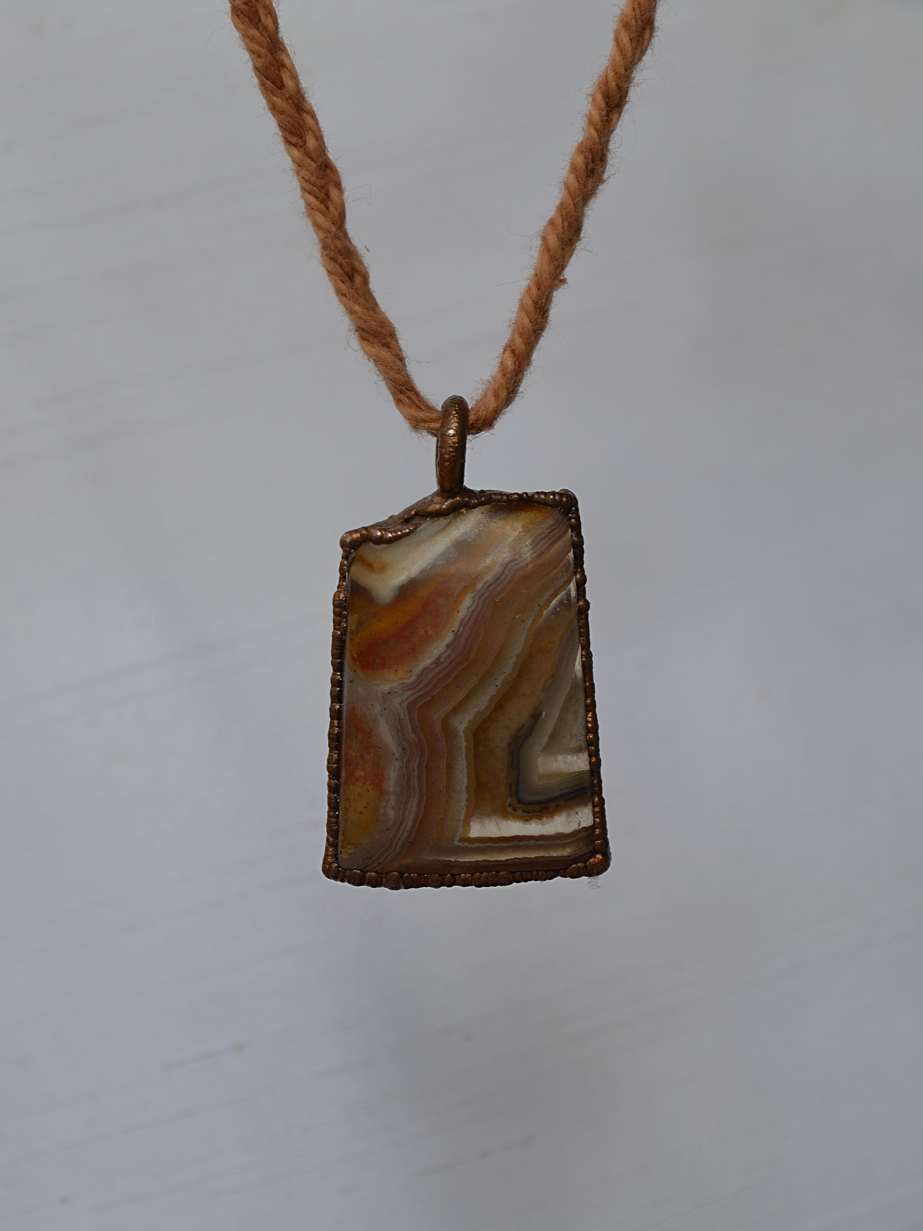 Handmade Australian agate copper pendant necklace