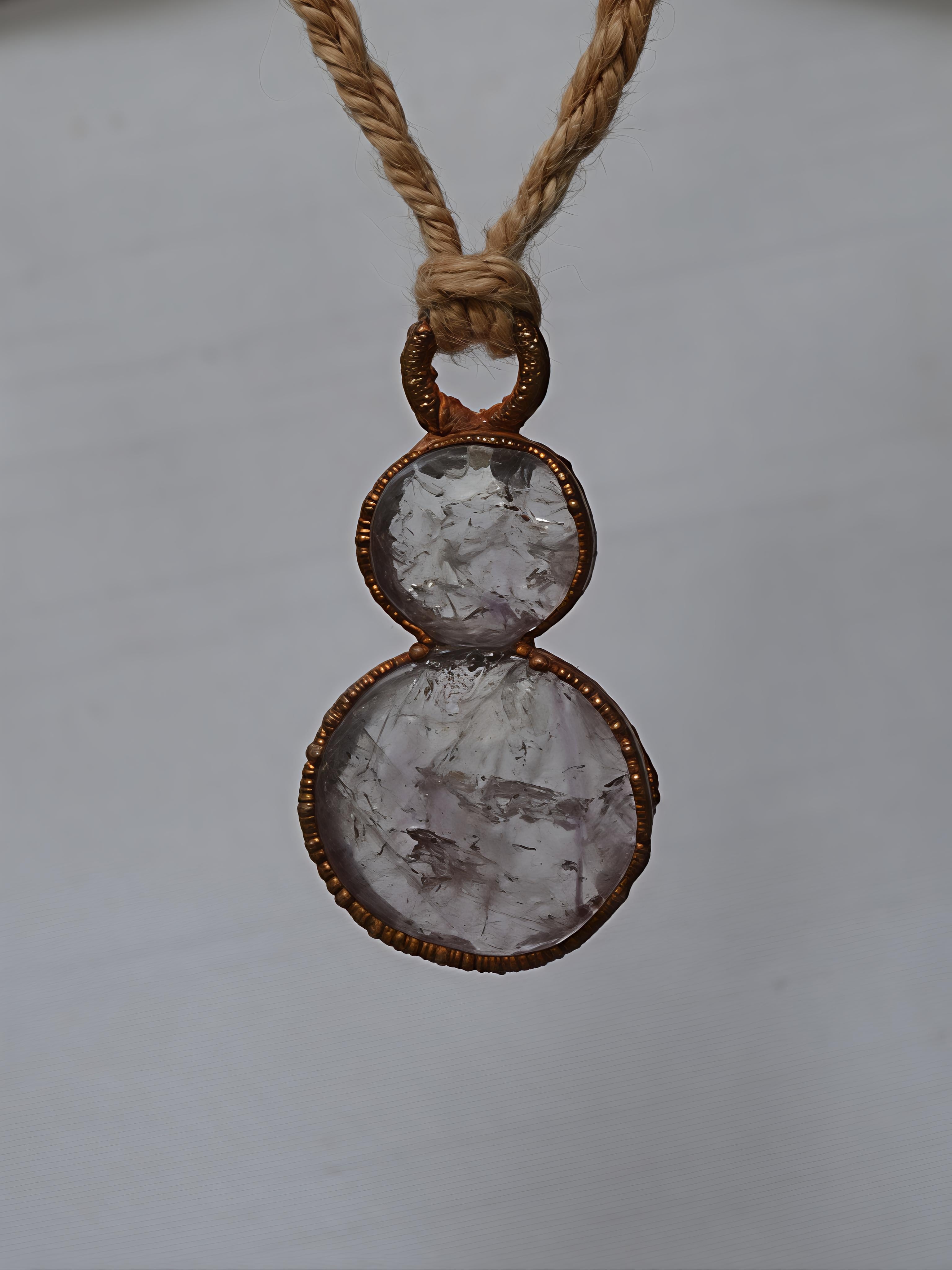 Handmade NT amethyst stack copper pendant necklace