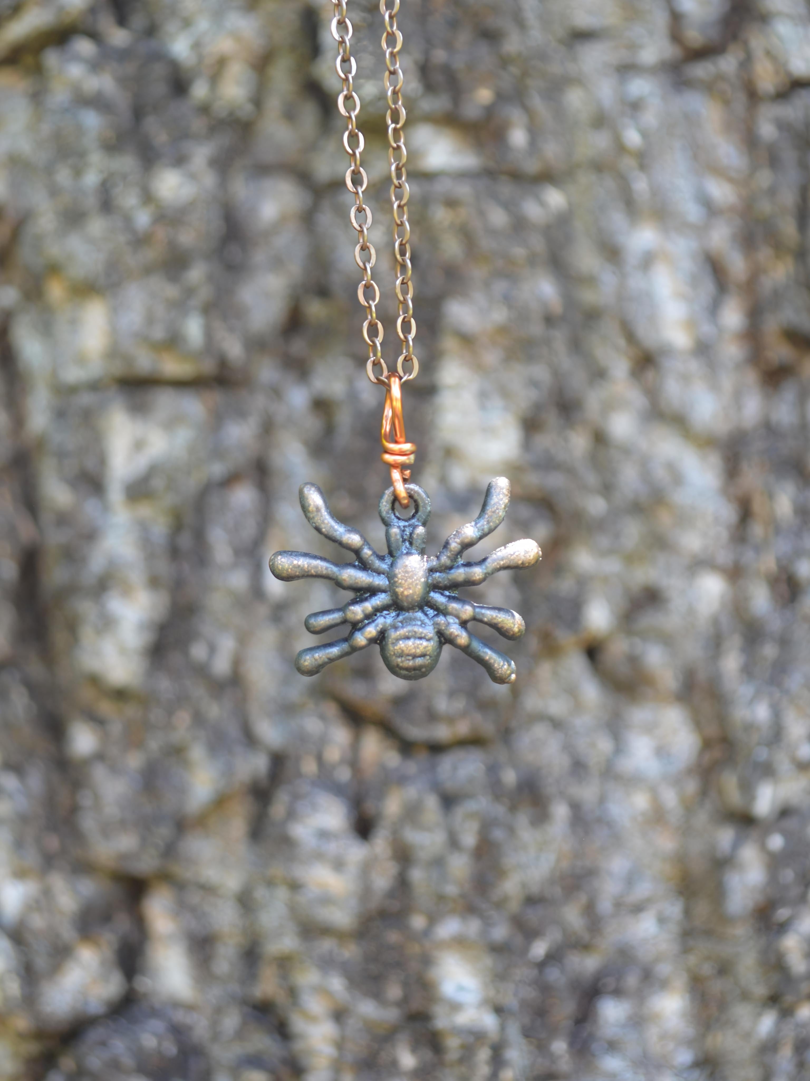 Copper-coated detailed faux spider